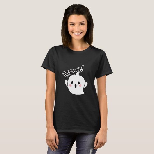 A Cute White Boo Creative Casual T-shirt (Voorkant volledig)