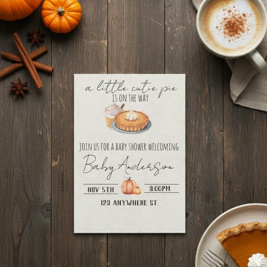 A cutie pie is on the way. Baby shower invitation Kaart