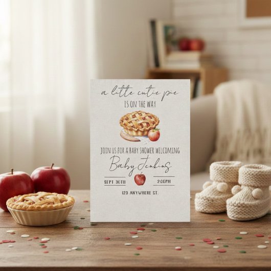a cutie pie is on the way. Baby shower invitation Kaart