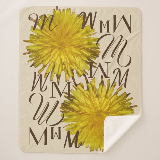 A Dandelion 1 | Typografie Scattered Monogram Sherpa Deken (Voorkant)