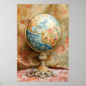 A decorative globe adorned with floral motifs poster (Voorkant)