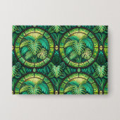 A decorative wall art piece features a repeating  button (Voorkant)