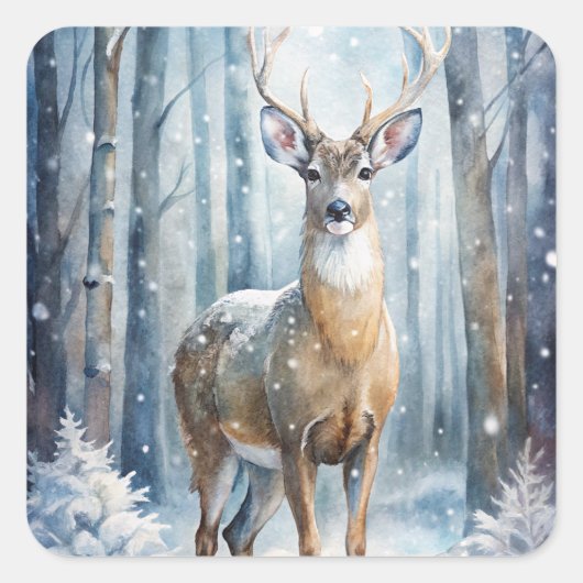 A Deer Vierkante Sticker (Voorkant)