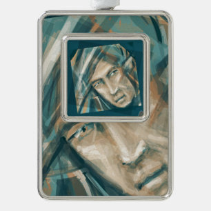 A Defiant Green Elf Verzilverd Omlijst Ornament