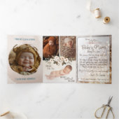 A Delicate & Humorous Birth Announcement - Neutral Drieluik Kaart (Binnen)