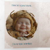 A Delicate & Humorous Birth Announcement - Neutral Drieluik Kaart (Binnenzijde eerst)
