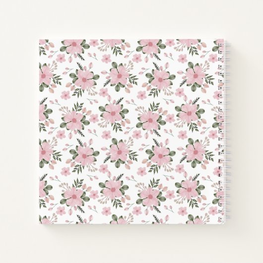 A delicate pink floral sketchbook notitieboek (Achterkant)