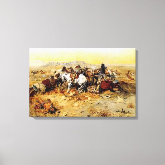 A Desperate Stand by C.M. Russell Canvas Afdruk (Voorkant)