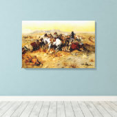 A Desperate Stand by C.M. Russell Canvas Afdruk (Insitu (Houten vloer))