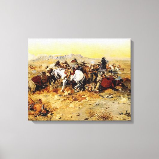 A Desperate Stand by C.M. Russell Canvas Afdruk (Voorkant)