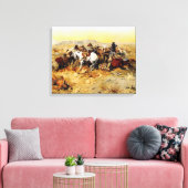 A Desperate Stand by C.M. Russell Canvas Afdruk (Insitu (Woonkamer))
