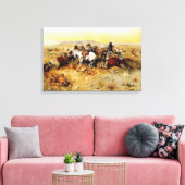 A Desperate Stand by C.M. Russell Canvas Afdruk (Insitu (Woonkamer))