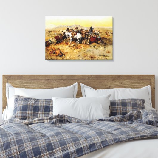 A Desperate Stand by C.M. Russell Canvas Afdruk (Insitu (Slaapkamer))