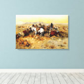 A Desperate Stand by C.M. Russell Canvas Afdruk (Insitu (Houten vloer))