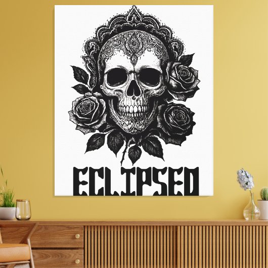 A detailed skull adorned with intricate patterns canvas afdruk (Insitu (Woonkamer))