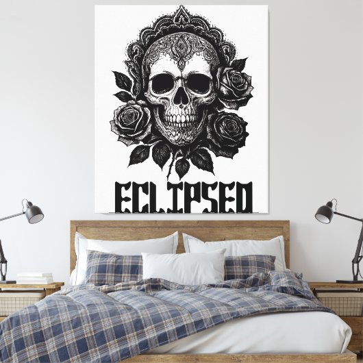 A detailed skull adorned with intricate patterns canvas afdruk (Insitu (Slaapkamer))