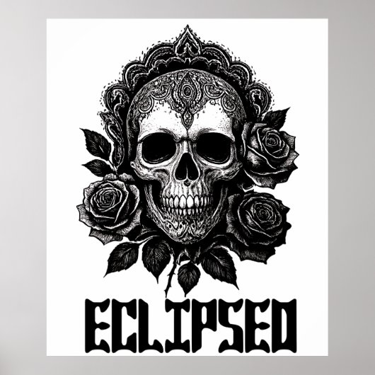 A detailed skull adorned with intricate patterns poster (Voorkant)