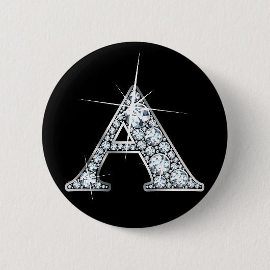 "A" Diamond Bling Print Button (Voorkant)