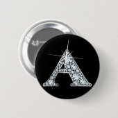 "A" Diamond Bling Print Button (Voorkant /achterkant)