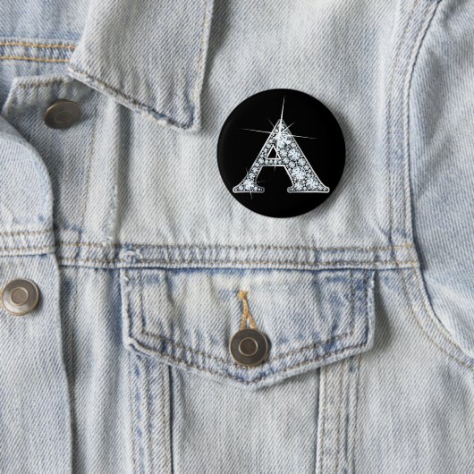 "A" Diamond Bling Print Button (In situ)