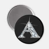 "A" Diamond Bling Print Magnet (Voorkant / Achterkant)