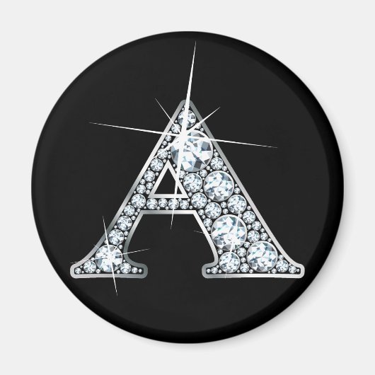 "A" Diamond Bling Print Magnet (Voorkant)