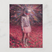 A disco astronaut in a poppy meadow pink tutu briefkaart (Voorkant)