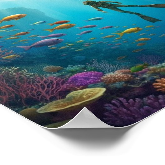 A diver discovers a castle in the reef poster (Hoek)