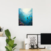 A diver discovers a castle in the reef poster (Thuiskantoor)