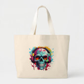 A DJ POP ART SKULL Large Tote Bag (Voorkant)