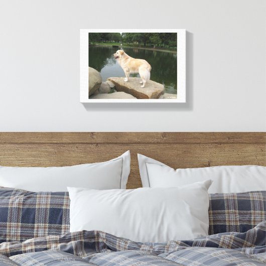 A Dog At A Pond Canvas Afdruk (Insitu (Slaapkamer))