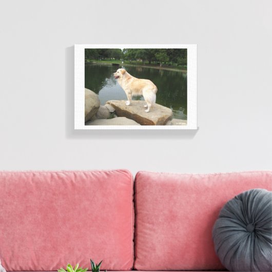 A Dog At A Pond Canvas Afdruk (Insitu (Woonkamer))