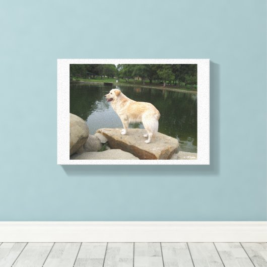 A Dog At A Pond Canvas Afdruk (Insitu (Houten vloer))