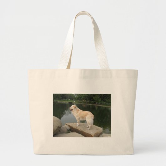 A Dog At A Pond Grote Tote Bag (Voorkant)