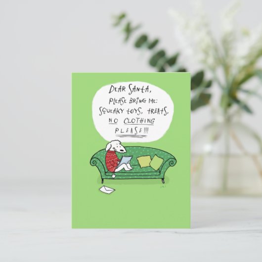 A Dog's Letter to Santa - Funny Christmas Cartoon Feestdagenkaart (Staand voorkant)