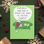 A Dog's Letter to Santa - Funny Christmas Cartoon Feestdagenkaart<br><div class="desc">Witte hond met een rode vakantietrui zit op een schattige groene bank en schrijft een brief aan de kerstman. "Beste Kerstman, breng me alsjeblieft: piepend speelgoed, lekkernijen, GEEN KLEDING ALSJEBLIEFT!!!" Een grappig kerst briefkaart dat kan worden gepersonaliseerd voor uw vakantie business mailings naar klanten. Geweldig voor oppassers, hondenwandelaars, dierenartsen en...</div>