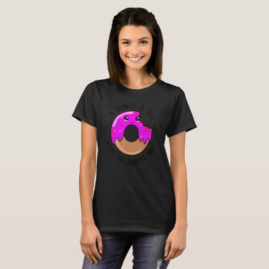 A Donut A Day Keeps The Sadness Away Cute Donut T-shirt (Voorkant volledig)