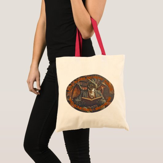 A dragon reading for learning and enjoyment. tote bag (Voorkant (product))