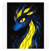 A dragon with glowing yellow scales foto afdruk (Voorkant)