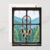 A Dreamcatcher in a Window overlooking Mountains Briefkaart (Voorkant / Achterkant)