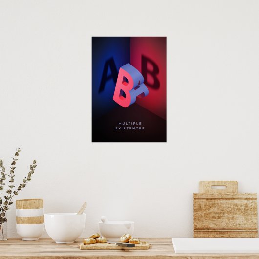 A en B 3d-illusie-effect Poster (Keuken)