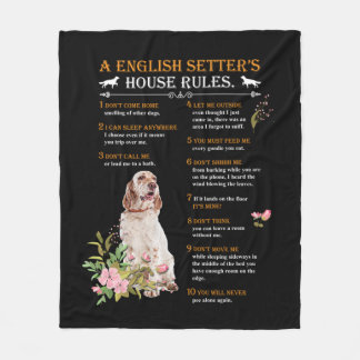 A English Setter's House Rules Fleece Deken