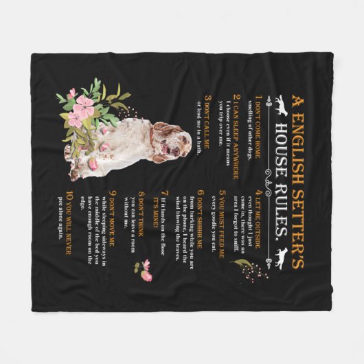 A English Setter's  House Rules Fleece Deken (Voorkant (Horizontaal))