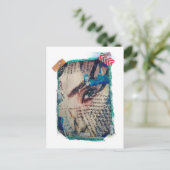 A face and words abstract mixed media collage briefkaart (Staand voorkant)