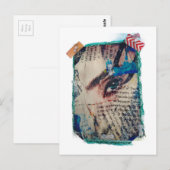 A face and words abstract mixed media collage briefkaart (Voorkant / Achterkant)