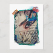 A face and words abstract mixed media collage briefkaart (Voorkant)