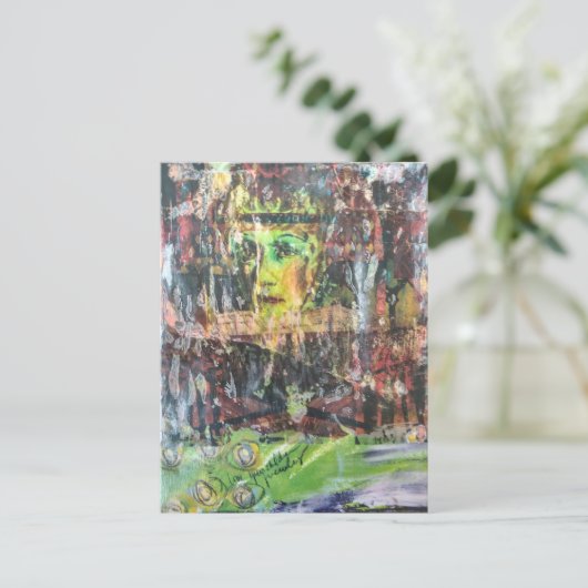 A face mixed media collage briefkaart (Staand voorkant)