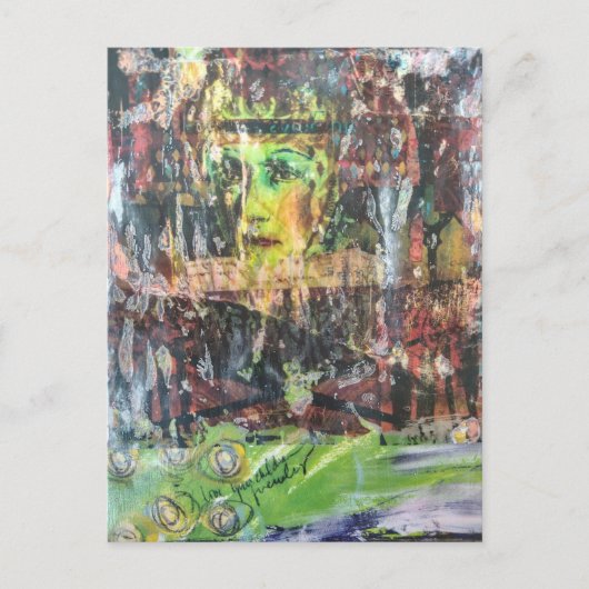 A face mixed media collage briefkaart (Voorkant)