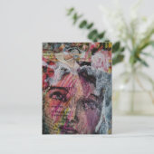 A face mixed media collage briefkaart (Staand voorkant)
