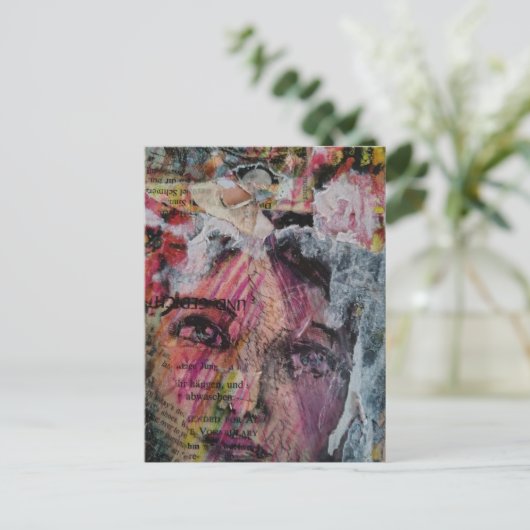 A face mixed media collage briefkaart (Staand voorkant)